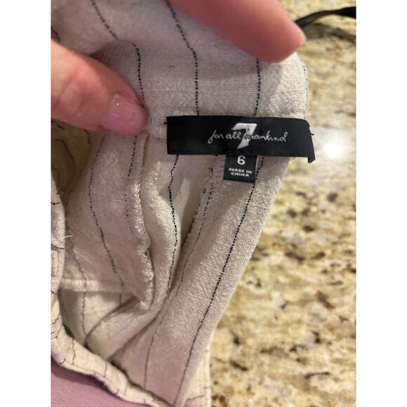 Seven 7 For All Mankind Stripe Pants Sz 6 Line Blend High Waisted Wide Leg - Picture 4 of 5